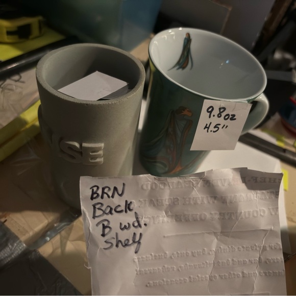 Bathroom Tumbler Glass (like stoneware) 4” Tall Sage/Gray says RINSE Like New - Picture 7 of 7